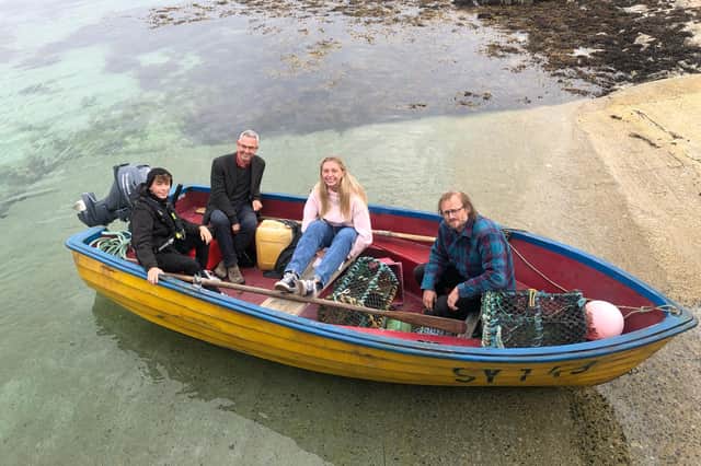 Actor Louis McCartney, producer Chris Young, actor Ella Lily Hyland and writer-director Johnny Barrington on the Isle of Lewis ahead of filming starting next week.