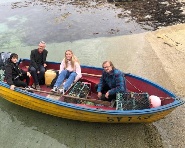 Actor Louis McCartney, producer Chris Young, actor Ella Lily Hyland and writer-director Johnny Barrington on the Isle of Lewis ahead of filming starting next week.