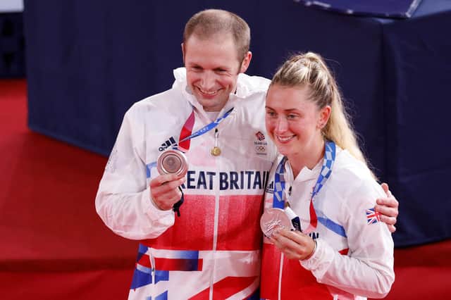 Jason Kenny and wife Laura pose with their silver medals