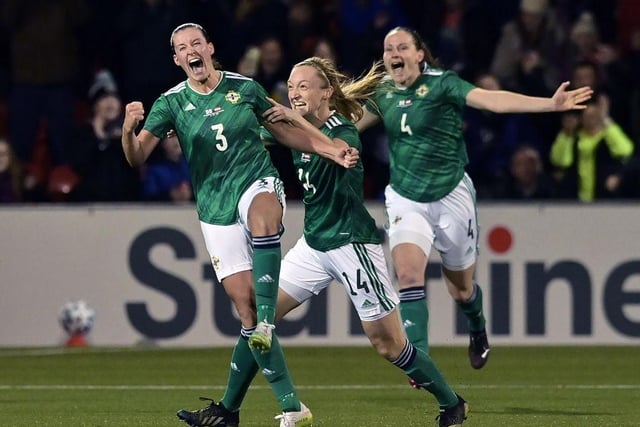 The experienced Demi Vance (furthest left) will head to the Euros with Northern Ireland still basking in the glory of Rangers' Scottish Women's Premier League title. Tough in the tackle, Vance has technical ability in abundance, including a wicked left foot. She is the embodiment of everything good about Kenny Shiels hardworking side.