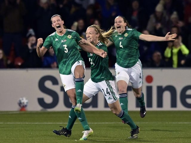 The experienced Demi Vance (furthest left) will head to the Euros with Northern Ireland still basking in the glory of Rangers' Scottish Women's Premier League title. Tough in the tackle, Vance has technical ability in abundance, including a wicked left foot. She is the embodiment of everything good about Kenny Shiels hardworking side.