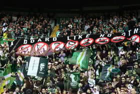 GLASGOW, SCOTLAND - SEPTEMBER 11: A Celtic banner during a cinch Premiership match between Celtic and Ross County at Celtic Park on September 11, 2021, in Glasgow, Scotland (Photo by Ross MacDonald / SNS Group)