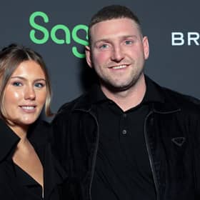 Finn Russell and partner Emma Canning attend the world premiere of Netflix series "Six Nations: Full Contact" at Frameless on January 15, 2024 in London. (Photo by Shane Anthony Sinclair/Getty Images)