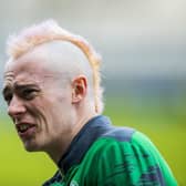 Hibs forward Harry McKirdy arrives for a match at St Mirren in February.  (Photo by Roddy Scott / SNS Group)