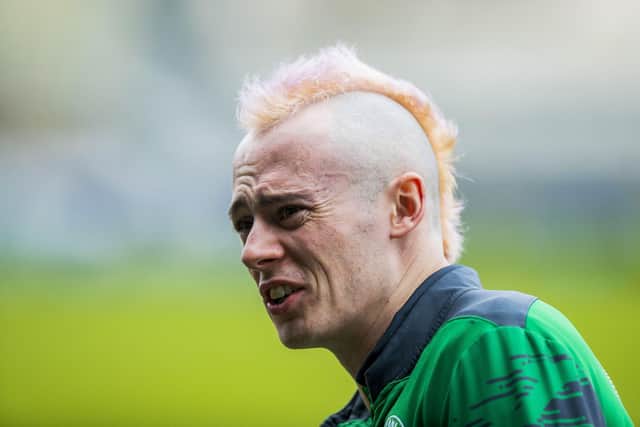 Hibs forward Harry McKirdy arrives for a match at St Mirren in February. (Photo by Roddy Scott / SNS Group)
