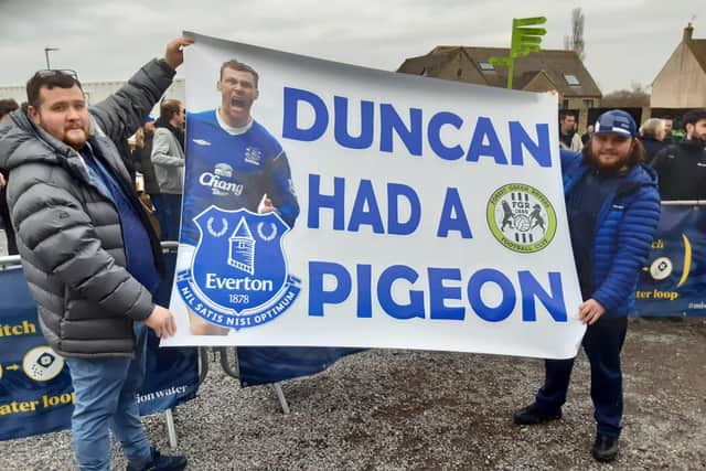 A group of Everton players made the journey to Nailsworth to support Ferguson.