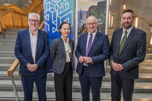 Sandy Begbie, chief executive of Scottish Financial Enterprise; Tiina Lee, Citi UK CEO; John Swinney, First Minister; and Miles Briggs, MSP. Picture: Chris Watt