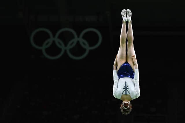 Bryony Page of Great Britain competes during the Trampoline Gymnastics Women's Qualification at the Rio 2016 Olympic Games. Picture: David Ramos/Getty Images