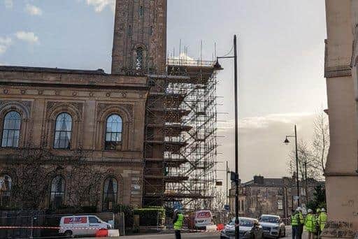 Police and the Scottish Fire and Rescue Service are at the scene of the historic Trinity College building in Lynedoch Street, with nearby roads shut down and an exclusion zone put in place. (Credit: Twitter/@Notaphish)