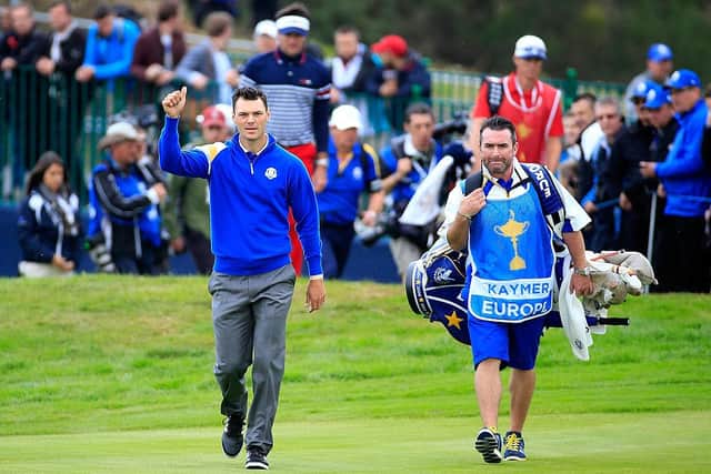 Martin Kaymer and caddie Craig Connelly during the 2014 Ryder Cup on the PGA Centenary Course at Gleneagles. Picture: Jamie Squire/Getty Images.
