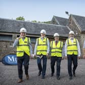 Alan Baker, director Ardgowan Distillery; Alan Muir, joint managing director, Muir Construction; Roland Grain, investment director, Ardgowan Distillery; David Fairweather, business development director; Martin McAdam, CEO Ardgowan Distillery; Stephen Caughey, construction project manager, Ardgowan Distillery. Picture by Peter Sandground