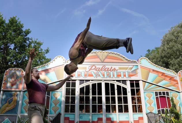 Arthur Parsons (left) and Adam Fullick, who are starring in the show Bromance, at George Square Gardens, warm up ahead of the start of the Fringe on Friday. Picture: Andrew Milligan/PA Wire