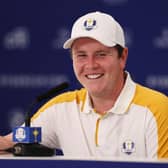 Bob MacIntyre of Team Europe speaks in a press conference ahead of the 44th Ryder Cup at Marco Simone Golf Club in Rome. Picture: Richard Heathcote/Getty Images.