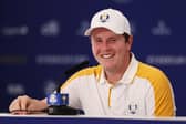 Bob MacIntyre of Team Europe speaks in a press conference ahead of the 44th Ryder Cup at Marco Simone Golf Club in Rome. Picture: Richard Heathcote/Getty Images.