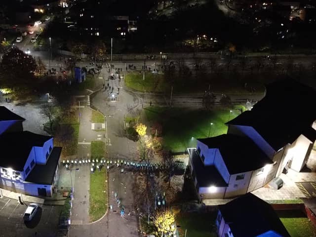 Drone footage of the violent clashes in Niddrie last November. Picture: Press Association.