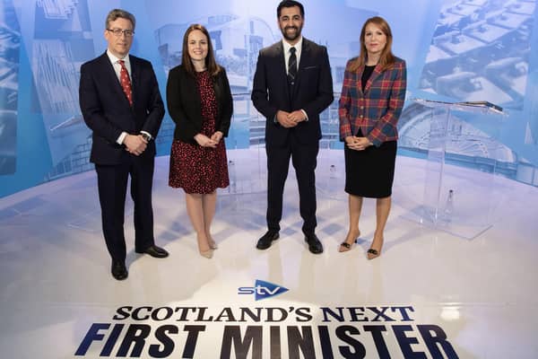 Scotland’s Next First Minister: The STV Debate

Tonight’s first televised SNP leadership debate, taking place at STV’s studios in Glasgow.

 Images show the three candidates - Kate Forbes, Ash Regan and Humza Yousaf - and host of Scotland’s Next First Minister: The STV Debate, STV’s Political Editor Colin Mackay.


‘Scotland’s Next First Minister: The STV Debate’ aired on STV at 9pm on Tuesday 7 March and is available to watch on STV Player.

 

Photographer Credit: Kirsty Anderson / STV.

07/03/23







