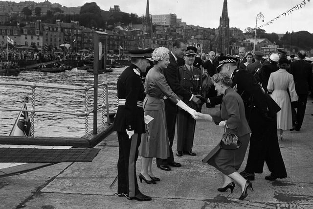The Queen and Duke of Edinburgh visiting Rothesay in August 1958.