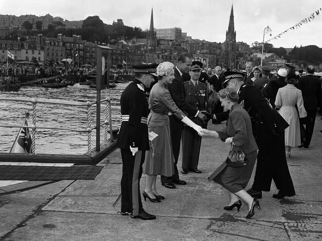The Queen and Duke of Edinburgh visiting Rothesay in August 1958.