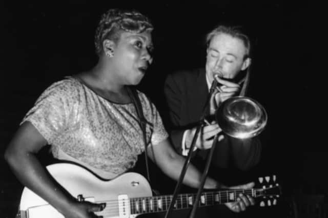 Sister Rosetta Tharpe performs with Chris Barber's Jazz Band in Cardiff in November 1957 (Picture: Chris Ware/Keystone Features/Getty Images)