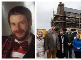 Bill Gibb's family with Banff and Buchan Area Committee chair Cllr Doreen Mair (left) and Communities Committee chair Cllr Anne Stirling (right), accompanied by Chris Reid (centre) of the Fraserburgh Heritage Centre which has done so much to recognise and promote Bill’s work and tremendous legacy.