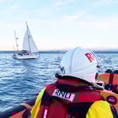 The RNLI Stonehaven crew arrives at the scene (Photo: RNLI).