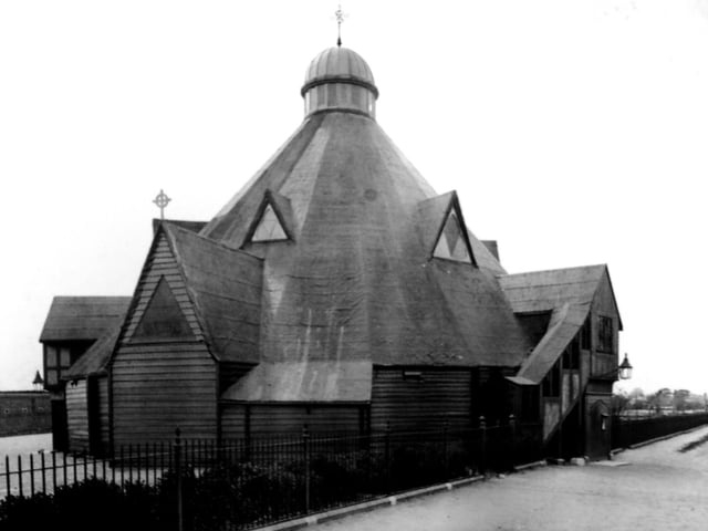 Exterior view of the Crinoline Church at Eastney barracks. Credit: Amberley publishing