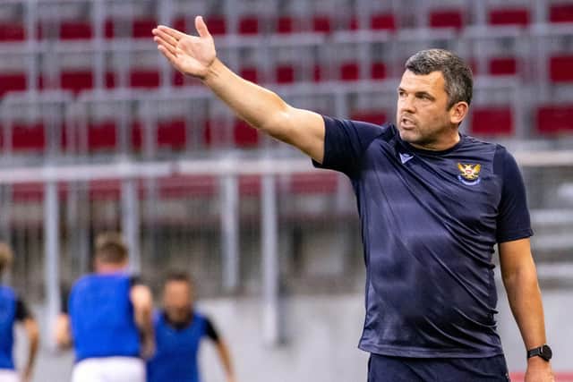 Callum Davidson issues instructions from the technical area during St Johnstone's 1-1 draw with LASK