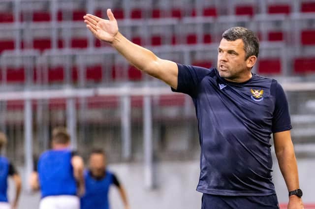 Callum Davidson issues instructions from the technical area during St Johnstone's 1-1 draw with LASK