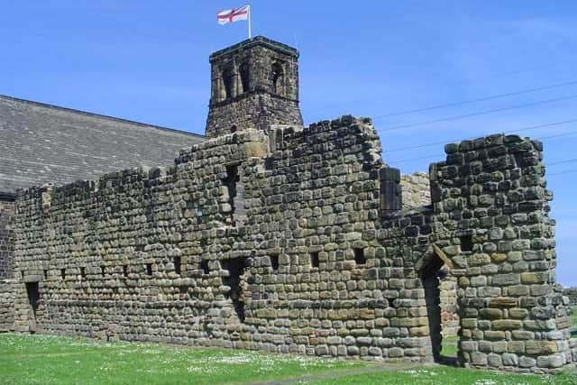 Surviving wall of the west range of St Paul's Monastery, Jarrow, Tyne and Wear.