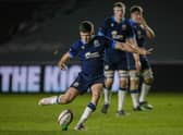 Scotland's Richie Simpson scores a second half penalty during an Under-20's Six Nations match against England.