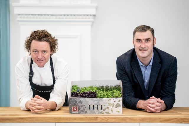 Chef Tom Kitchin and Compass Scotland managing director David Hay. Picture: @Schnappsphoto