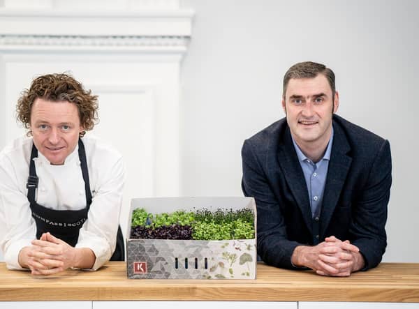 Chef Tom Kitchin and Compass Scotland managing director David Hay. Picture: @Schnappsphoto
