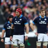 Scotland's lock Grant Gilchrist is red carded by Georgian referee Nika Amashukeli during the Six Nations match in Paris. (Photo by ANNE-CHRISTINE POUJOULAT/AFP via Getty Images)