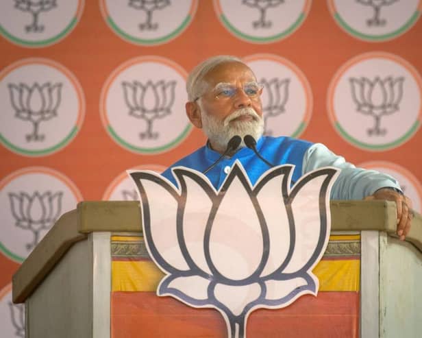 Indian prime minister, Narendra Modi, addresses an election campaign rally in Mysuru, India, this week.