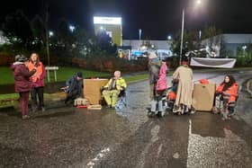 Extinction Rebellion activists at the Amazon centre in Dunfermline