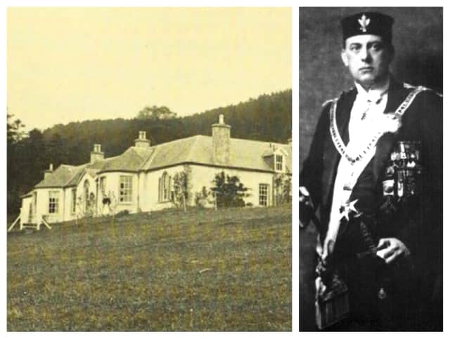 An archive picture of Boleskine House before the fire and Aleister Crowley, the occultist who formerly owned the property.