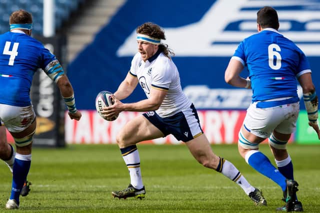 Hamish Watson on the attack against Italy. Picture: Ross Parker/SNS