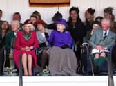 Queen Elizabeth II, along with the Prince of Wales (Duke of Rothesay), and the Duchess of Cornwall, during the Braemar Royal Highland Gathering. Picture: Andrew Milligan/PA Wire