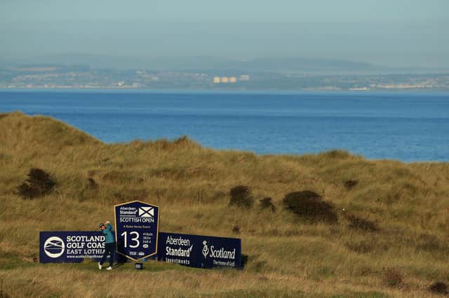 Grant Forrest tees off on the 13th hole during the second round of the Aberdeen Standard Investments Scottish Open at The Renaissance Club. Picture: Andrew Redington/Getty Images