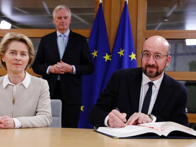 Stock photo of President of the European Council, Charles Michel (right) and European Commission President Ursula von der Leyen
