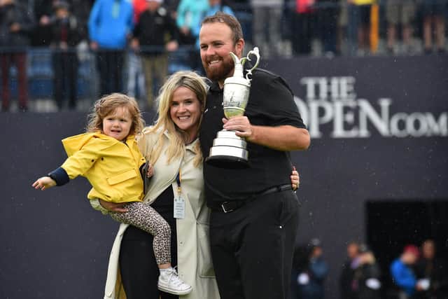 Shane Lowry celebrates with his wife Wendy and daughter Iris after his victory in last year's Open Championship at Royal Portrush. Picture: Getty Images