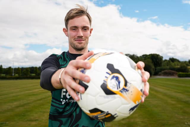 Goalkeeper Josef Bursik poses at the Hibernian Training Centre. (Photo by Simon Wootton / SNS Group)