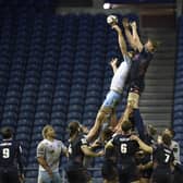 Glasgow's Richie Gray rises highest at the lineout during the narrow defeat by Edinburgh. Picture: Ian Rutherford/PA Wire