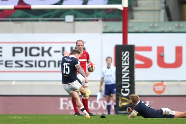 Stuart Hogg scores his Scotland's third penalty with the final kick of the game.