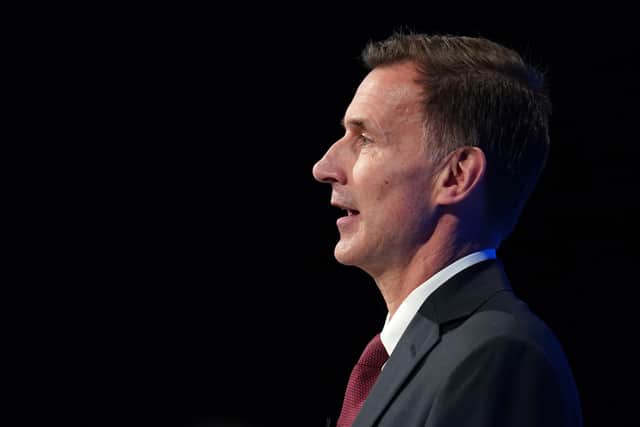 Chancellor Jeremy Hunt speaks during the second day of the the Conservative Party Conference in October. Picture: Christopher Furlong/Getty Images