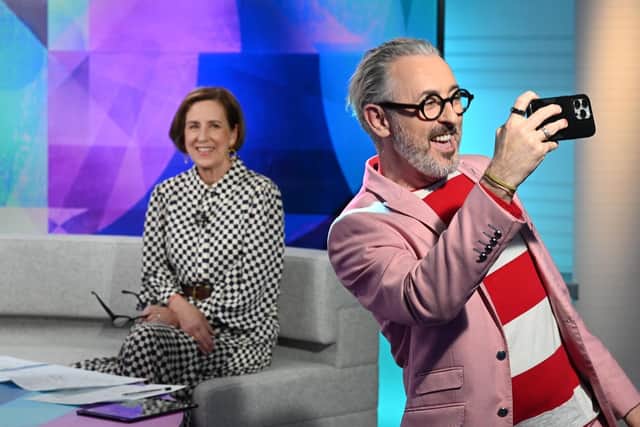 Alan Cumming taking a selfie with Kirsty Wark as she presented her last edition of the BBC’s Newsnight programme.