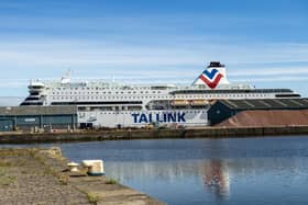 Tallink's MS Victoria ferry, at Leith Docks, is being used to house Ukrainian refugees (Picture: Lisa Ferguson)