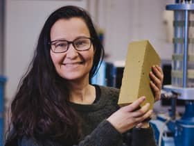 Heriot-Watt says Professor Medero is renowned globally for developing the K-Briq, which is made from 90 per cent construction and demolition waste. Picture: contributed.