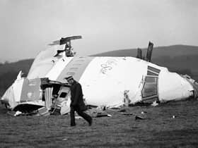 The wrecked nose section of the Pan-Am Boeing 747 in Lockerbie, near Dumfries.