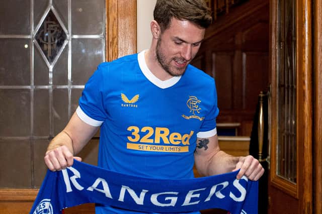 Aaron Ramsey pictured at Ibrox after sealing a loan move to Rangers from Juventus on transfer deadline day. (Photo by Ross MacDonald / SNS Group)